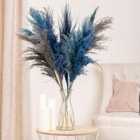 Artificial Large Pampas Flowers Set of 9 - blue