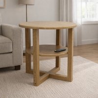 Small Side Coffee Table with Shelf - Oak