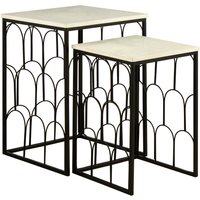 Templar Set Of 2 Marble Tops Side Tables - Black