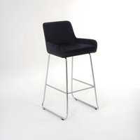 Tamzin Black Velvet Bar Chair With Low Arms - Black
