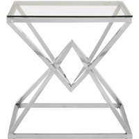 Allure Square Silver Finish End Table - Silver
