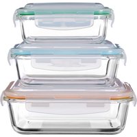 Freska Set Of 3 Rectangular Glass Containers - Transparent