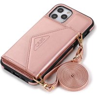 Crossbody Mobile Phone PU Leather Case Bag - Rose / XR