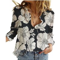 Large Floral Shirt - Black / M