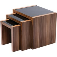 Fargo Walnut Veneer Nest Of 3 Tables - Black, Brown