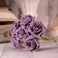 Bunch of 6 Small Foam Tea Roses - Mauve