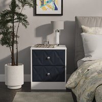 San Jose Fully Assembled 2 Drawer Bedside Cabinet - Indigo Matt & White