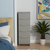 Plymouth Ready Assembled 5 Drawer Bedside Cabinet - Uniform Grey & Dusk Grey