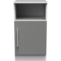 Contrast Ready Assembled 1 Door Bedside Cabinet - Dusk Grey & White