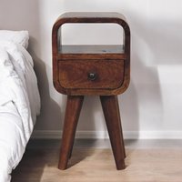 Solid Wood Extra Mini Chestnut Curve Open Slot Bedside - Brown
