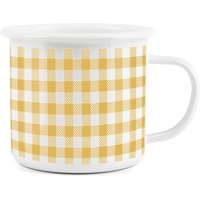 Gingham Print Enamel Mug - Yellow