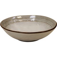 Four Candle Cream Stoneware Pasta Bowl 19cm with Brown Rim