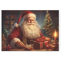 Santa's Workshop Smooth Glass Worktop Saver - Small Christmas Chopping Board