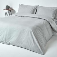 Egyptian Cotton Duvet Cover with Pillowcase - Silver / Superking