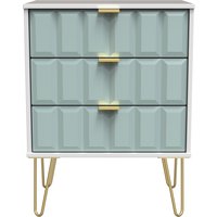 Cube Ready Assembled 3 Drawer Midi Chest - Duck & White Matt