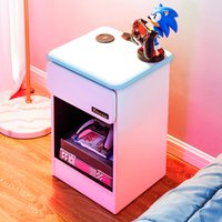 X Rocker CARBON-TEK Bedside Table with Wireless Charging and LED Lights - White