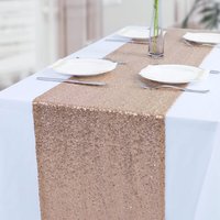 Glitter Sequin Table Runner - Nude / FabricMeshSatin