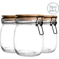 Wooden Clip Lid Storage Jar - 750ml - White Seal / 3