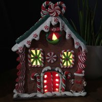 LED Christmas Gingerbread Candy Chalet Decoration - Red