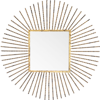 Square Mirror in Round Frame - Yellow