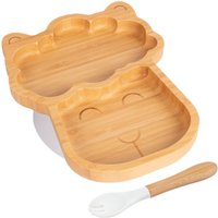Bamboo Llama Baby Weaning Plate Fork Set - White