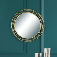 Swirl Round Wall Mirror - Gold