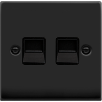 Matt Black Secondary Telephone Twin Socket - Matt Black