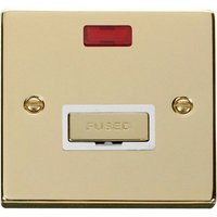 Polished Brass 13A Fused Ingot Connection Unit With Neon - White