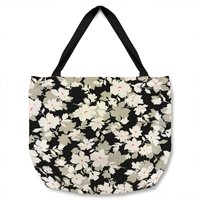 Grey White Black Flowers Tote bag - White