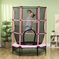 HOMCOM 55" Kids Trampoline Net Enclosure Indoor Outdoor - Pink