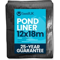 Pond Liner HDPE Swell 25-year guarantee - Range of Sizes - Black / 18x12m