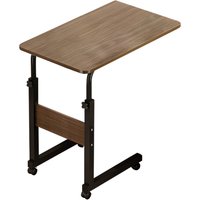 Adjustable Mobile Overbed Table with Lockable Wheels - Brown