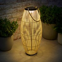 Solar Powered Garden Bamboo Outdoor Floor Lamp - Natural