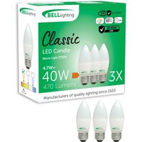 E27 Edison Screw Dimmable LED Candle Bulbs 4.7W Warm White 2700K Natural White - Warm White - 2700K / 6
