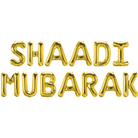 Shaadi Mubarak Foil Balloons Gold - Gold