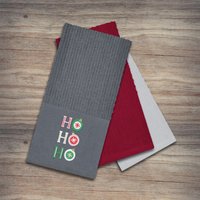 Festive Fun 3 Pack Super Absorbent Fast Drying Tea Towels Xmas Ho Ho Ho - Grey