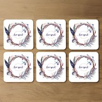 Watercolor Boho Wreath Coaster - Purple