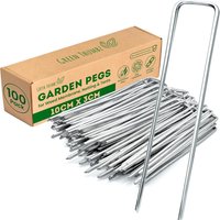 U-Shaped Pegs for Gardening, Lanscaping - Silver / 10cm / 100