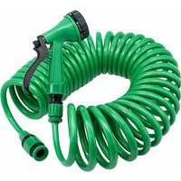 15M 50Ft Retractable Coil Hose Garden Spray Gun 5 Function - Green