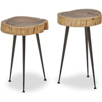 Nandri Set Of 2 Acacia Wood Side Tables - Brown