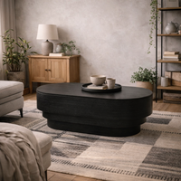 Mayfair Oval Coffee Table Matt Woodgrain - Black