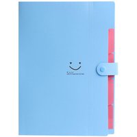 2pc A4 Smiley Face Multi-Layer Organiser Paper Bag Folder - Blue