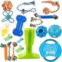 Fur & Bone Dog Chew, Rope & Squeaky Toy Set - Multicolour