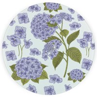 Hydrangeas Round Worktop Protector - Textured Glass Chopping Board - Purple