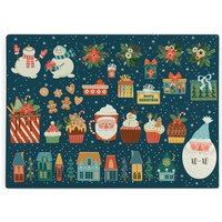 Christmas Icons Large Smooth Glass Worktop Protector - Kitchen Chopping Board - Multi