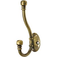 Ball End Double Hat and Coat Hook - Brass