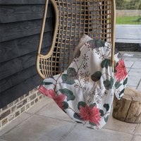 Red Flowers Green Leaves Blanket - Red