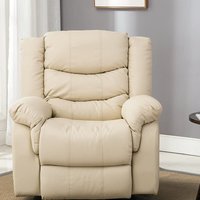 Seattle Electric Leather Auto Recliner Armchair - Cream