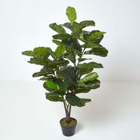 Homescapes Artificial Fiddle Leaf Fig Tree in Pot, 120 cm Tall - Green
