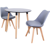 Round Lorenzo Dining Set with a Table and Set of 2 Chairs - Grey / PolypropyleneWoodMDF